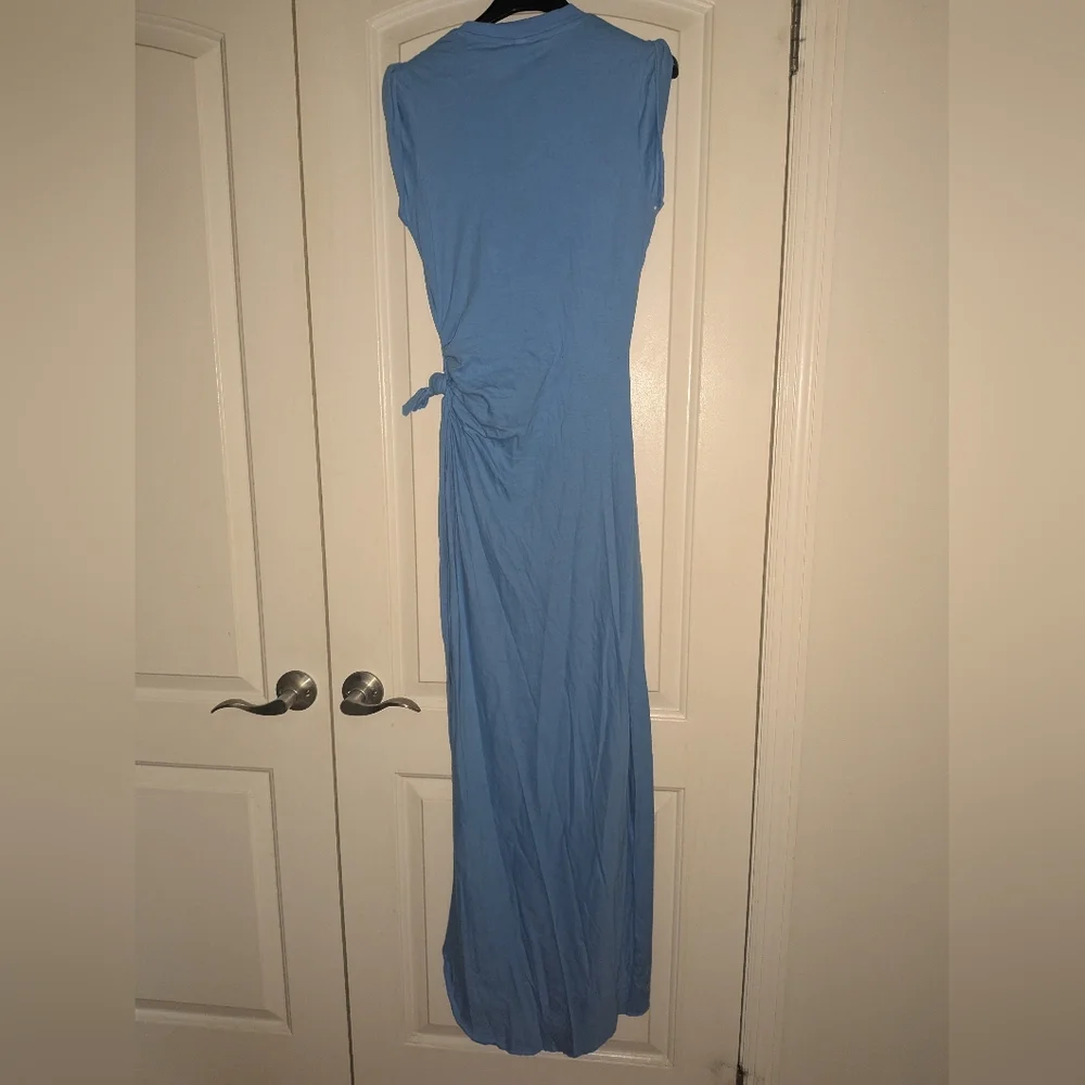 S1. NWT SKIMS COTTON COVER UPS HIGH SLIT T-SHIRT WRAP DRESS IN TIDE